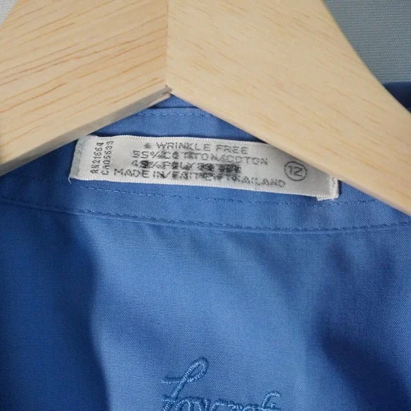 Foxcroft Wrinkle Free Short Sleeve Top Blue Cotton Blend Women's Size 12 - Picture 3 of 7